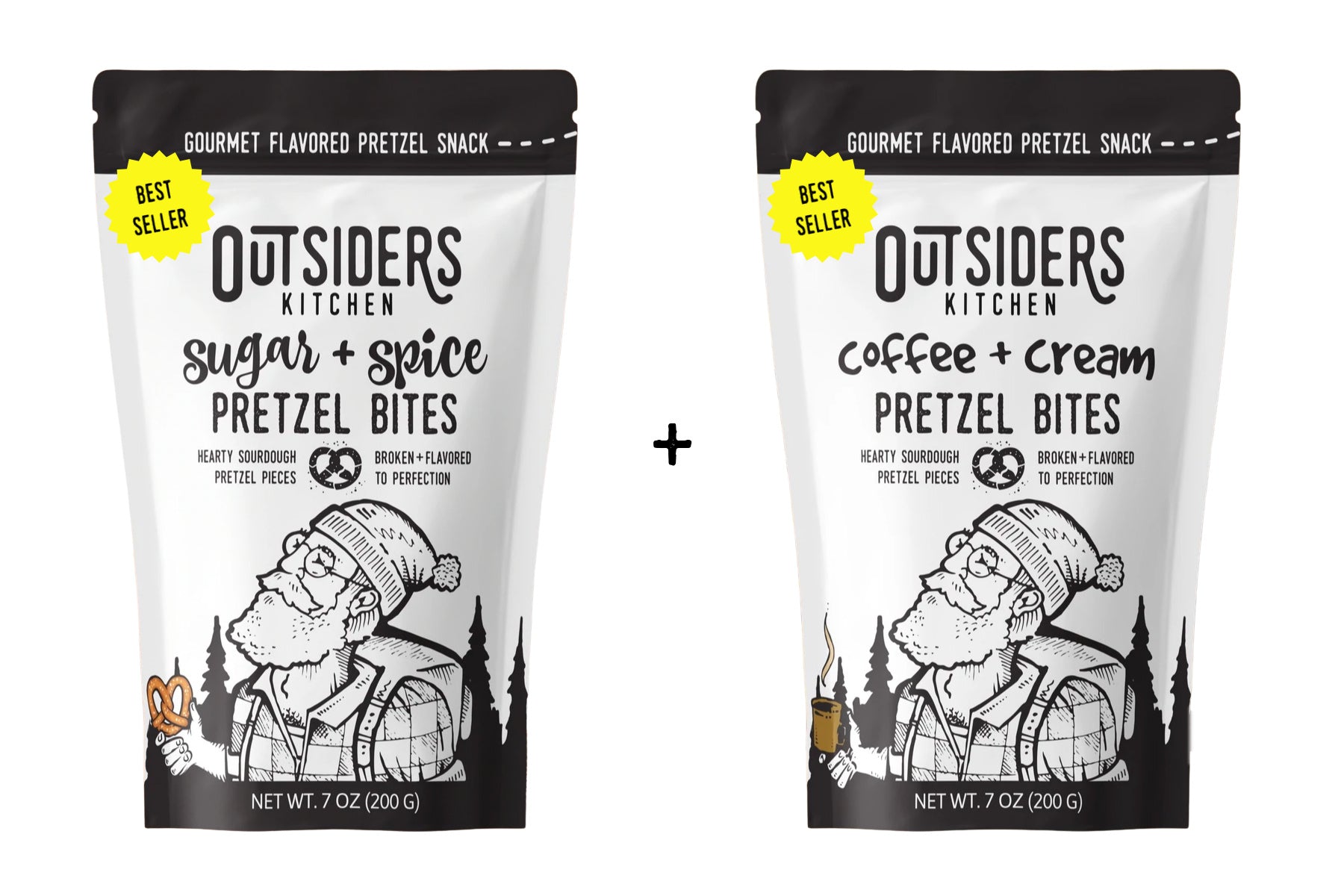 Best Sellers Case:  12 Bags of Sugar + Spice Pretzel Bites and 12 Bags of Coffee + Cream Pretzel Bites (total of 24 7 oz. bags)