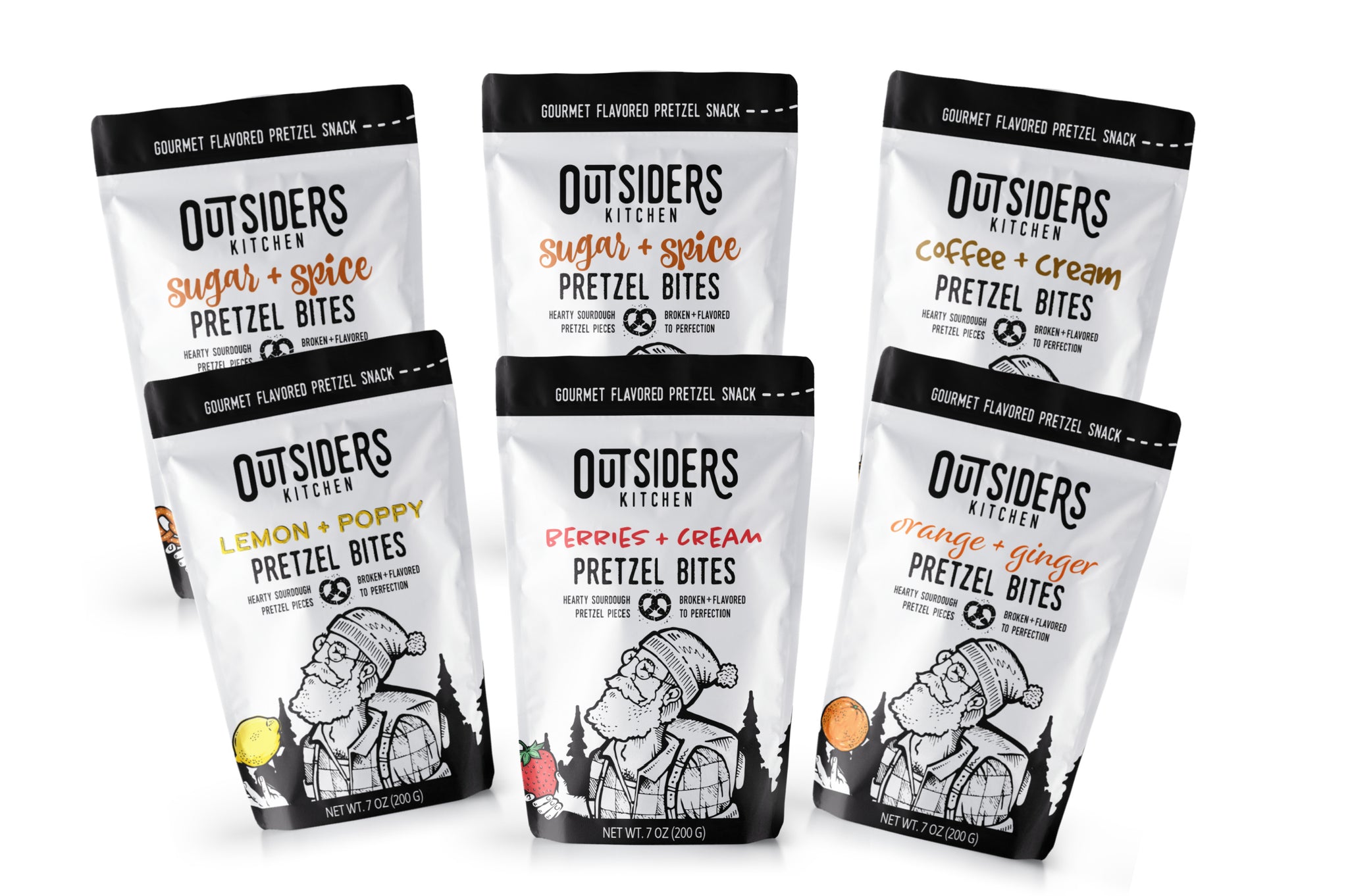 Ultimate Pretzel Six Pack: 2 Sugar + Spice, 1 Coffee + Cream, 1